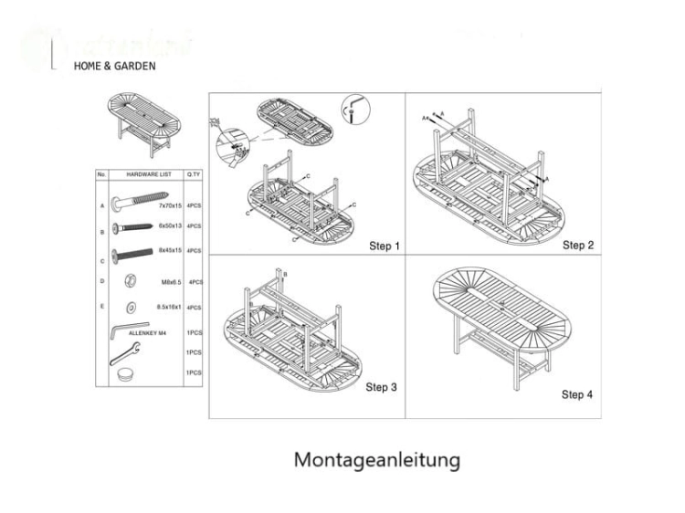 Montageanleitung Bristol Tisch.