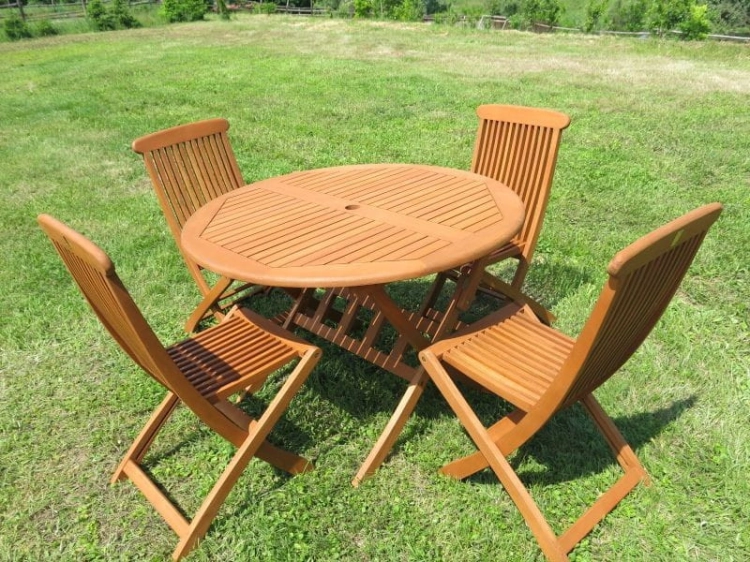 Gartentisch Bradford 110 rund klappbar Eukalyptusholz 6