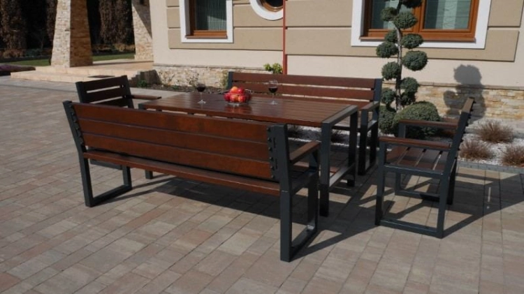 Gartenmöbel Set Holz Metall