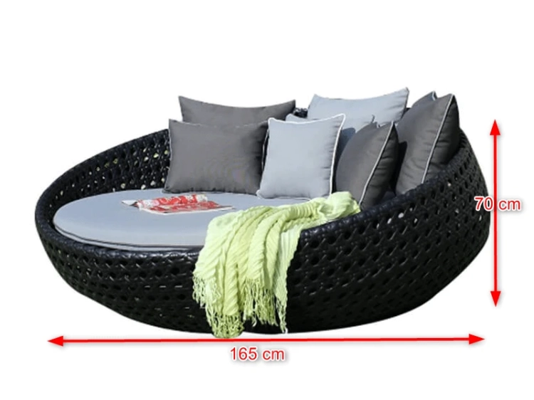 Sonneninsel Polyrattan Schwarz 165 cm Mercurius Berlin Outdoor Lounge