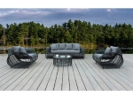 Loungemöbel Polyrattan 3 Sofas und 1 Gartentisch Tokio Farbe grau 
