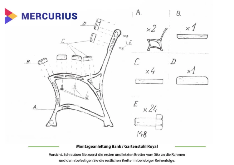 Montageanleitung-Bank-Gartenstuhl-Royal.jpg Bequeme Rückenlehne der rustikalen Sitzbank Royal im Detail.