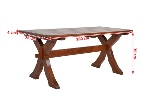 Massiver Outdoortisch aus Erlenholz 160cm für den Garten Farbe Zypresse