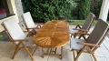 Gartenmöbel-Set 4 Marsylia mit großen grauen Auflagen auf der Terrasse