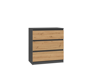 Kommode 3 Schubladen M3 ANTHRAZIT / EICHE ARTISAN