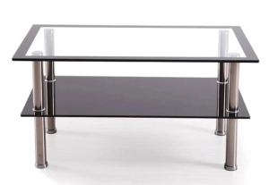 Couchtisch Glas Edelstahl SENDY 90x50x43