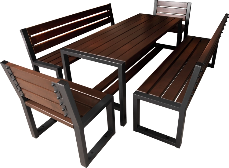 Gartenmoebel-Set modern Holz 8 Personen ohne Armlehne 3