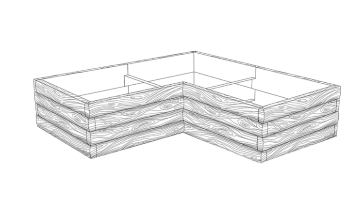 Hochbeet Beton Halbstamm-Optik Form 2 H54