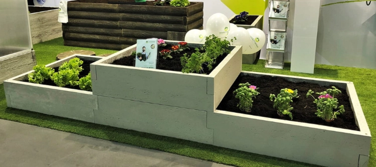 Hochbeet Beton Travertin Form 3 86 cm Travertin-Optik 2