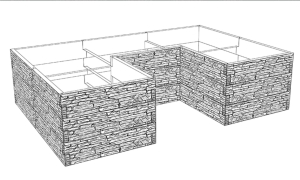  Beton Gemüsegarten "Stein"  form  4 Typ H- 90 cm 