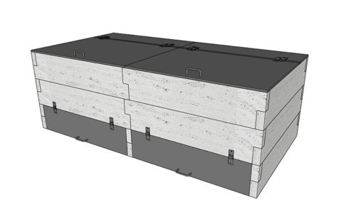 Zweikammer-Betonkomposter Travertin Berlin – massive Kompostanlage für den Garten.