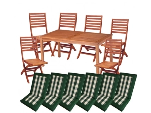 Gartenmöbel Set mit Auflagen Eukalyptusholz DOVER