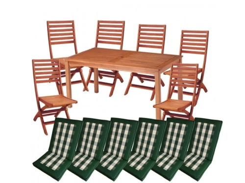 Gartenmoebel-Set DOVER Eukalyptusholz Auflagen