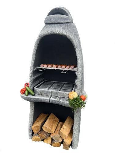 Gartenkamin Betongrill Morfeusz Berlin – massiver Steingrill in Schieferoptik