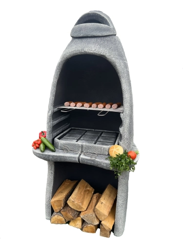 Gartenkamin Betongrill Morfeusz Berlin – massiver Steingrill in Schieferoptik