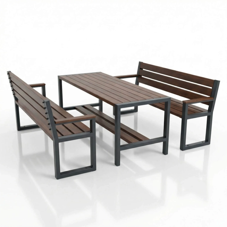 Gartenset Möbeln aus Erlenholz 3 teilig modern.webp