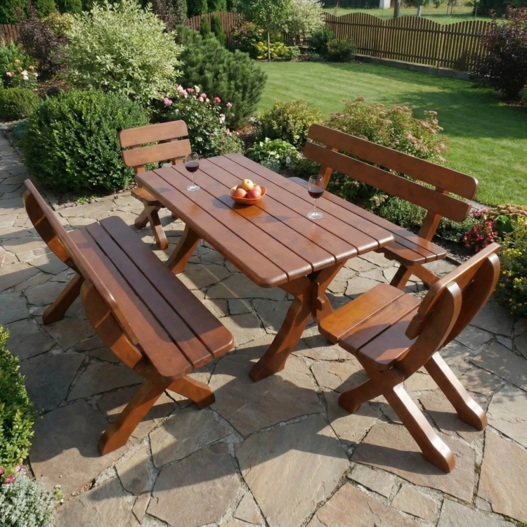 Gartenmöbel rustikal aus Erlenholz für 8 Personen exklusiv berlin.webp