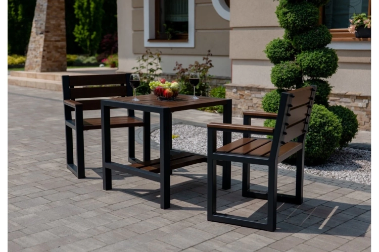Luxus Gartenmöbel-Set Commodus (2-Sitzer) mit Armlehnen – Mercurius Berlin  Erlenholz Premium set 2.webp