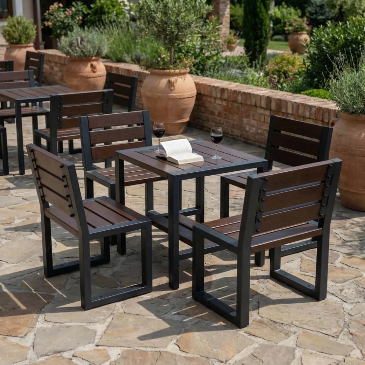 Gartenmöbel-Set Commodus (4-Sitzer) aus Erlenholz – Mercurius Berlin  Ideal für Familie & Gastronomie mercurius.webp