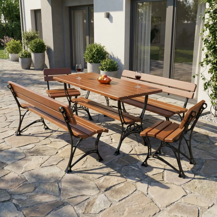 Gartenmoebel Royal Metall Holz 8 Personen 2