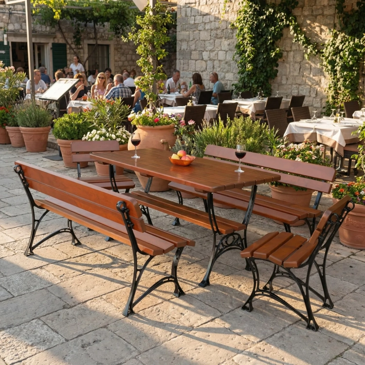 Gartenmöbel Metall Holz Royal für 8 Personen terrase.webp