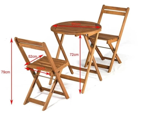 Balkonmoebel-Set Bistro Akazienholz klein 2
