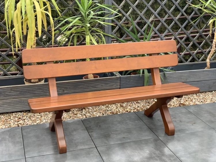 Gartenbank massiv exklusiv mit Rückenlehne Farbe Palisander Mercurius Berlin.webp