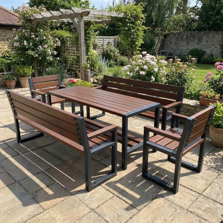 Gartenmöbel Set Holz Metall für 8 Personen modern mercurius.webp