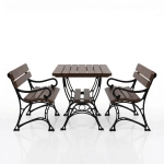 Bistro-Set ROYAL 2-Sitzer mit Armlehnen – Erlenholz & Gusseisen für Café und Balkon