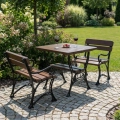 Bistro-Set ROYAL 2-Sitzer mit Armlehnen – Erlenholz & Gusseisen für Café und Balkon park mercurius.webp