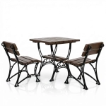 Platzsparendes Bistro-Set ROYAL 2-Sitzer – Erlenholz & Gusseisen – Gastronomie & Balkon