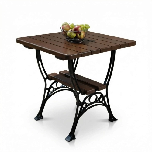 Massiver Gartentisch ROYAL 75x75 cm – Erlenholz & Gusseisen – Gastronomie Qualität.webp