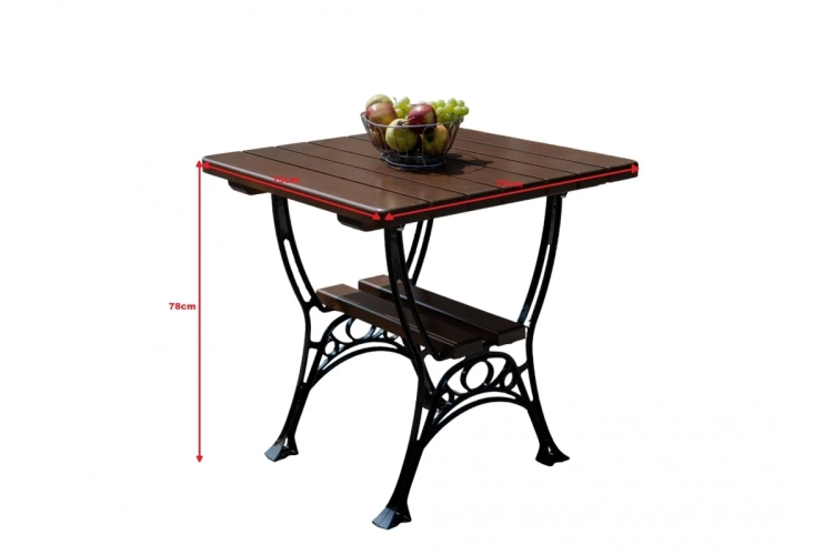 Massiver Gartentisch ROYAL 75x75 cm – Erlenholz & Gusseisen – Gastronomie Qualität Berlin Mercurius Online.webp