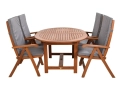 Gartenmöbel-Set aus Eukalyptusholz Ovaler Tisch Oldham + 4 Calgary Stühle grau.webp