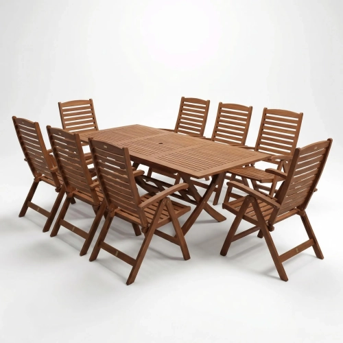 Gartenmöbel-Set aus Eukalyptusholz Tisch Bradford (200x100 cm) + 8 Calgary Stühle 2.webp