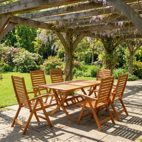 FSC®-zertifiziertes Gartenmöbel-Set Klapptisch Bradford (160x90 cm) + 6 Calgary Stühle berlin.webp