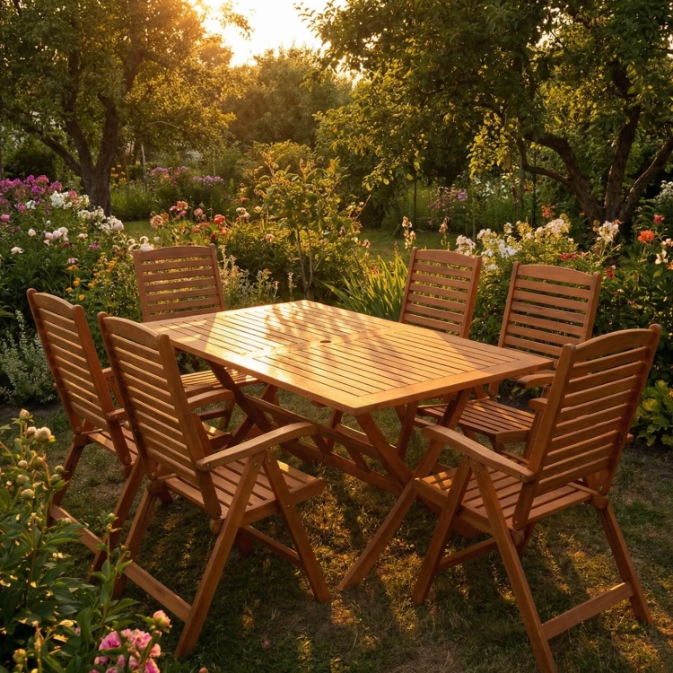 Gartenmoebelset Klapptisch Bradford 160x90 cm 6 Calgary Stuhle 2026.webp