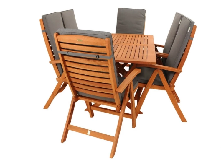 Klapptisch Bradford (160x90 cm)  6 Calgary Stühle grau.webp