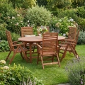 Gartenmöbel-Set aus Eukalyptusholz Ovaler Tisch Oldham + 6 Calgary Stühle mercurius.webp