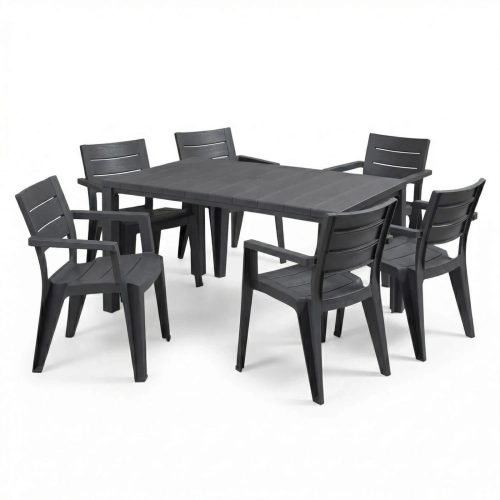 Gartenmöbel-Set Julie Großer Esstisch & 6 Gartenstühle – Graphit berlin.webp