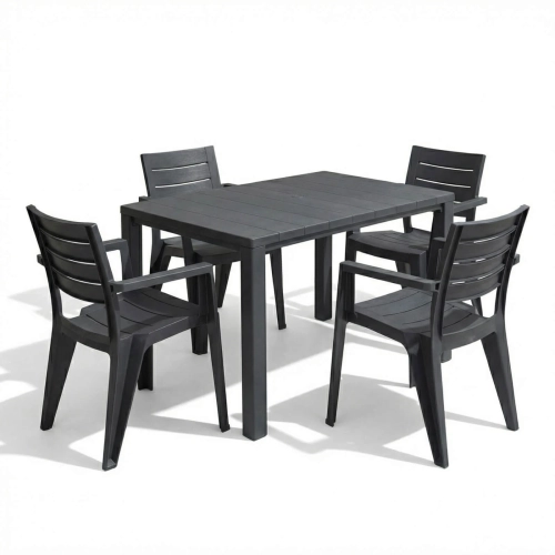 Gartenmöbel-Set Julie Kompakter Esstisch & 4 Gartenstühle – Graphit.webp
