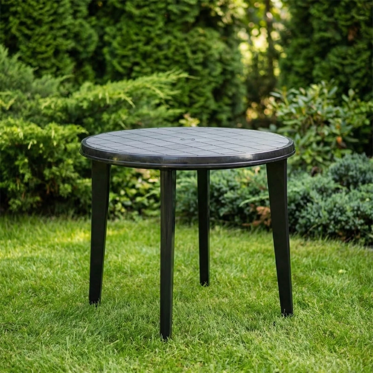 Gartenmöbel-Set Lisa & Bilbao Quadratischer Tisch & 4 stapelbare Stühle – Graphit tisch.webp