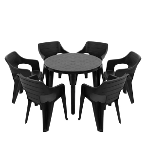 Polyrattan Gartenmöbel-Set Lisa & 6 Bilbao Sessel – Wetterfeste Essgruppe für 6 Personen