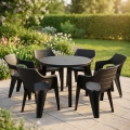 Gartenmöbel Set Lisa & 6 Bilbao Stühle  Polyrattan  Wetterfest.webp