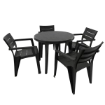 Gartenmöbel Set Lisa & 4 Julia Sessel – Balkon Set in Polyrattan-Optik (Graphit)