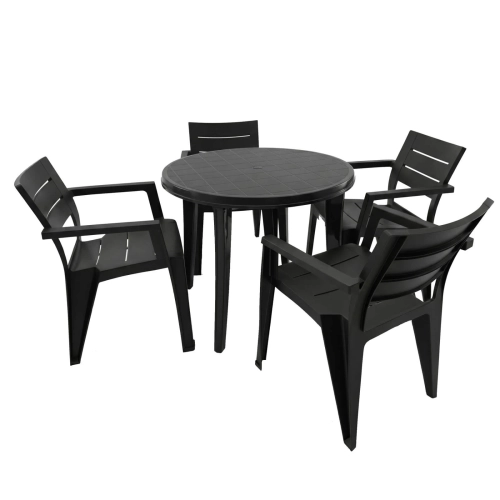Gartenmoebel-Set Lisa rund 85 cm 4 Julia Sessel Graphit
