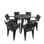 Gartenmöbel Set Lisa & 6 Julia Sessel – Polyrattan-Optik Essgruppe für 6 Personen (Graphit)