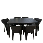 Gartenmöbel Set Julia & 6 Bilbao Sessel – Essgruppe in Polyrattan-Optik (Graphit)