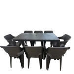 Gartenmöbel Set Julia & 8 Bilbao Sessel – Große Essgruppe in Polyrattan-Optik (Graphit)