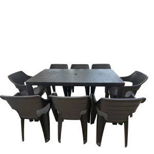 Gartenmöbel Set Julia & 8 Bilbao Sessel – Große Essgruppe in Polyrattan-Optik (Graphit)